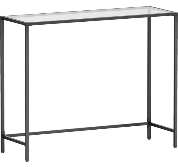 Masă consolă cu blat din sticlă securizată, negru 100x35x80cm
