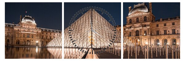 Tablou - Louvre noaptea (cu ceas) (90x30 cm)