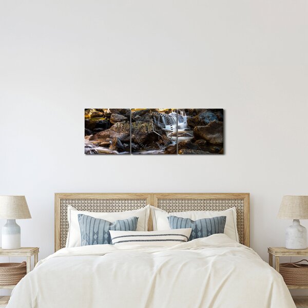 Tablou cu râul pietros (cu ceas) (90x30 cm)