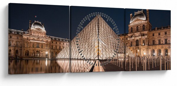 Tablou - Louvre noaptea (cu ceas) (90x30 cm)