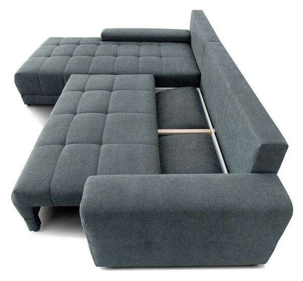Coltar de living extensibil ADRIA, universal, stofa catifelata albastr