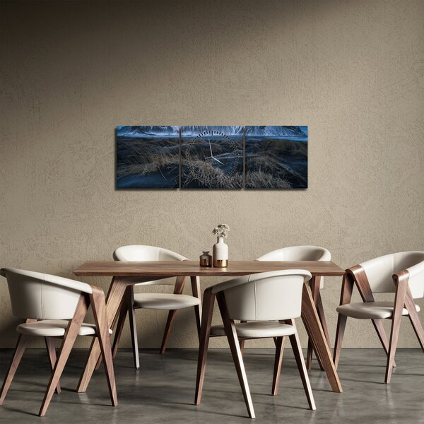 Tablou cu priveliște spre vărfurile Islanda (cu ceas) (90x30 cm)