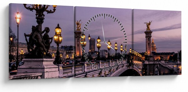 Tablou - Podul lui Alexandru al III.-lea din Paris (cu ceas) (90x30 cm)