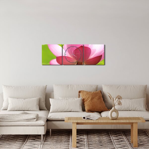 Tablou cu flori de lotus (cu ceas) (90x30 cm)