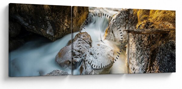 Tablou - Râul din pădure (cu ceas) (90x30 cm)
