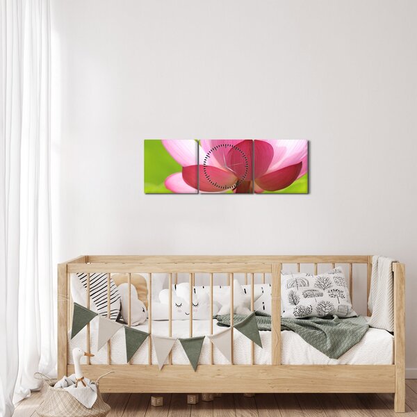 Tablou cu flori de lotus (cu ceas) (90x30 cm)