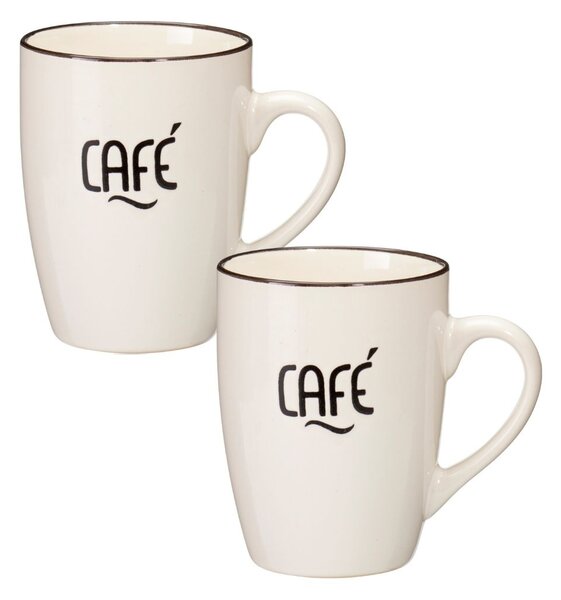 Set 2 căni Excellent Houseware, 340 ml, ceramică, model CAFÉ