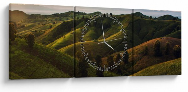 Tablou - Priveliște spre dealurile din Thailanda (cu ceas) (90x30 cm)