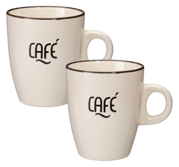 Set 2 căni Excellent Houseware, 220 ml, ceramică, model CAFÉ