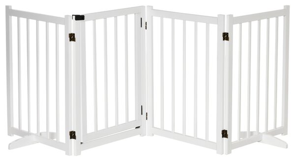 PawHut Poarta Pliabila pentru Caini de Talie Mica/Medie cu Incuietoare din lemn 237,5x36x80cm - Alb