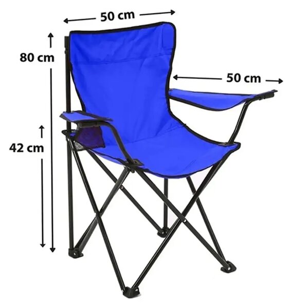 Set 2 Scaune Pliabile cu Cotiere și Suport, Pentru Camping sau Grădină,albastru