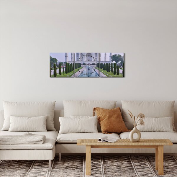 Tablou - Taj Mahal în răsăsrit de soare (cu ceas) (90x30 cm)