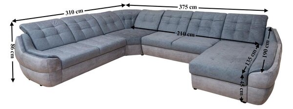 Colțar Extensibil Space XXL Gri - Vega 33/Vega10 Dreapta