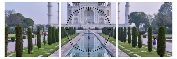Tablou - Taj Mahal în răsăsrit de soare (cu ceas) (90x30 cm)