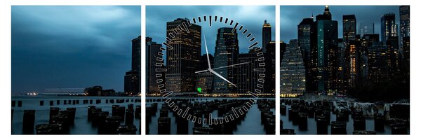 Tablou - Privire spre Zgârâie nori din New York (cu ceas) (90x30 cm)