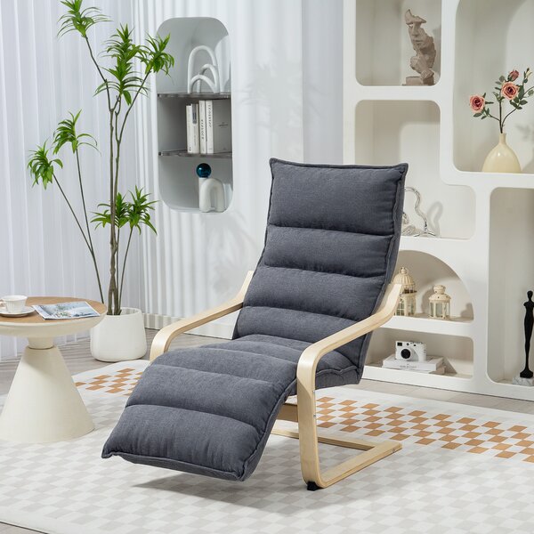 HOMCOM Fotoliu Ergonomic Lemn și Catifea Suport pentru Picioare Reglabil Gri Închis | Aosom Romania