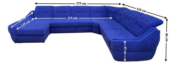 Colțar Extensibil Space XXL Albastru - Vega 38 Stânga