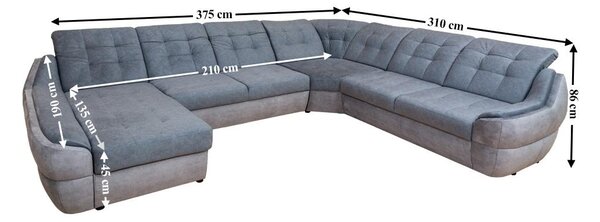 Colțar Extensibil Space XXL Gri - Vega 33/Vega 10 Stânga