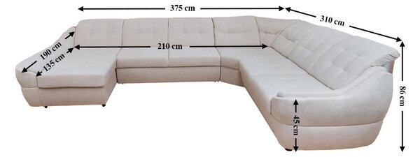 Colțar Extensibil Space XXL Bej - Vega 03 Stânga