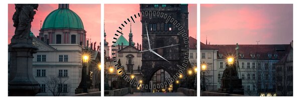 Tablou - Pe podul lui Carol,Praga (cu ceas) (90x30 cm)