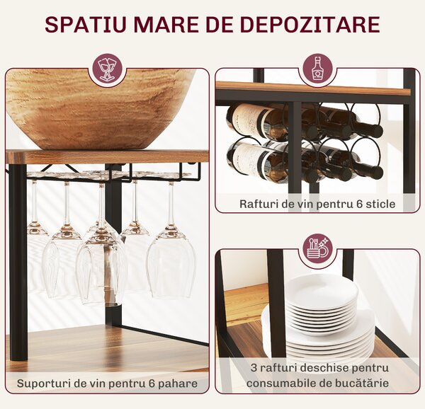 HOMCOM Set Blat de Bar Pliabil și 2 Scaune, Suport Vin și Pahare, Maro | Aosom Romania