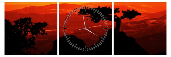 Tablou -Apus de soare (cu ceas) (90x30 cm)