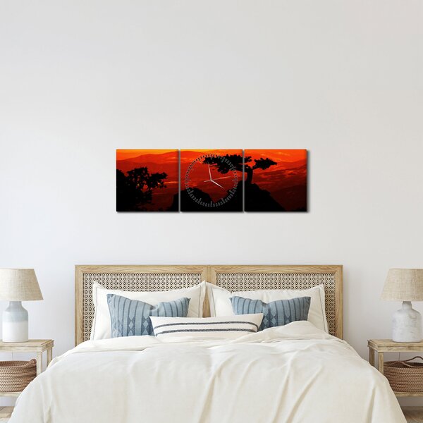 Tablou -Apus de soare (cu ceas) (90x30 cm)