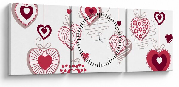Tablou cu inimiore pictate (cu ceas) (90x30 cm)