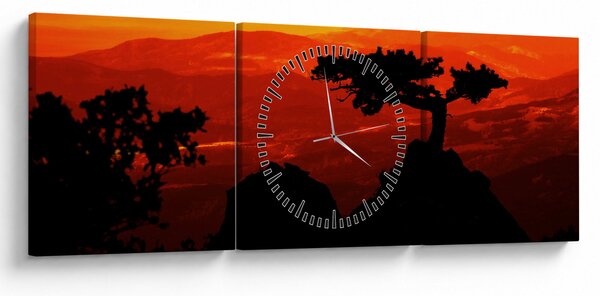 Tablou -Apus de soare (cu ceas) (90x30 cm)