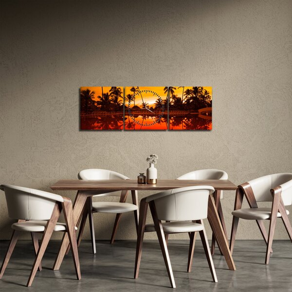 Tablou - Apus de soare deasupra rezortului (cu ceas) (90x30 cm)