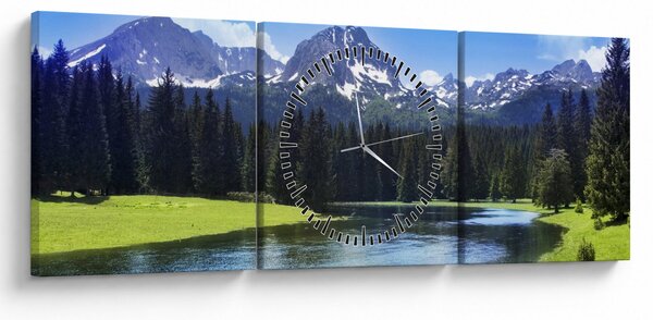 Tablou - vâfurile montane înzăpezite (cu ceas) (90x30 cm)