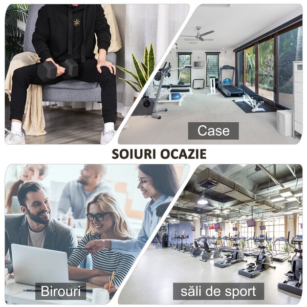 HOMCOM Ganteră de 12.5 kg Hexagonală Unică cu Mâner Antiderapant Negru | Aosom Romania