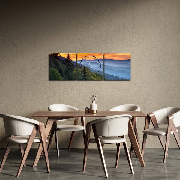 Tablou - răsărit de soare (cu ceas) (90x30 cm)