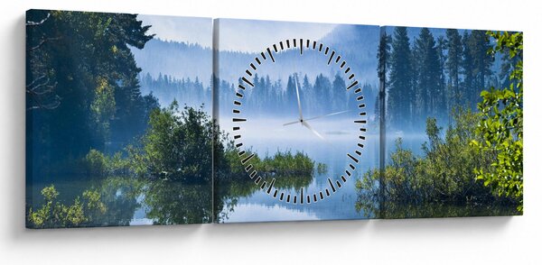 Tablou cu lac montan (cu ceas) (90x30 cm)