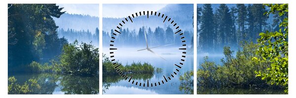 Tablou cu lac montan (cu ceas) (90x30 cm)