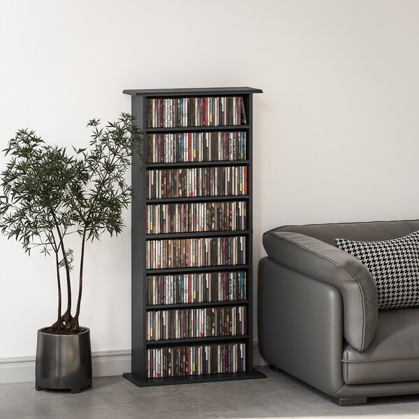HOMCOM Dulap pentru CD-uri cu 6 Rafturi Reglabile pentru 360 CD-uri/185 DVD-uri Negru | Aosom Romania