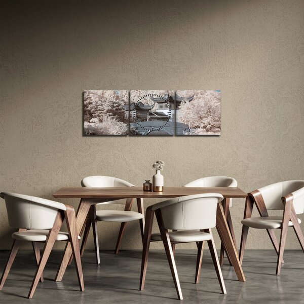 Tablou - pomi înfloriți în Asia (cu ceas) (90x30 cm)