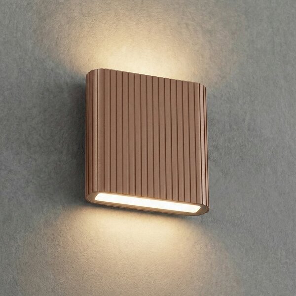 Lucande Lampa de perete pentru exterior cu LED Raija, maro închis, înălțime 19, Maro / Rugină, Aluminiu, Modern