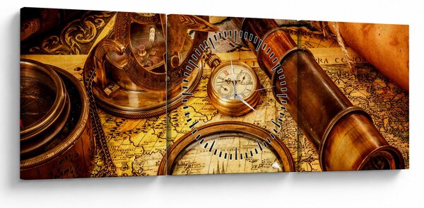 Tablou - uneltele itorice ale marinarior (cu ceas) (90x30 cm)
