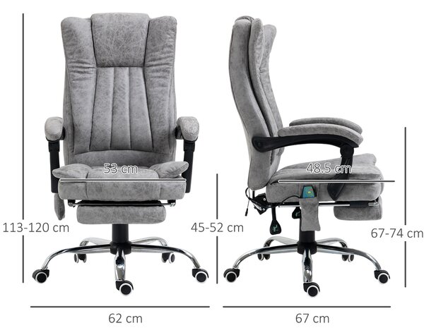 Scaun birou masaj si incalzire, pivotant 360°,62x67x113-120 cm,120 kg,Vinsetto | Aosom Romania