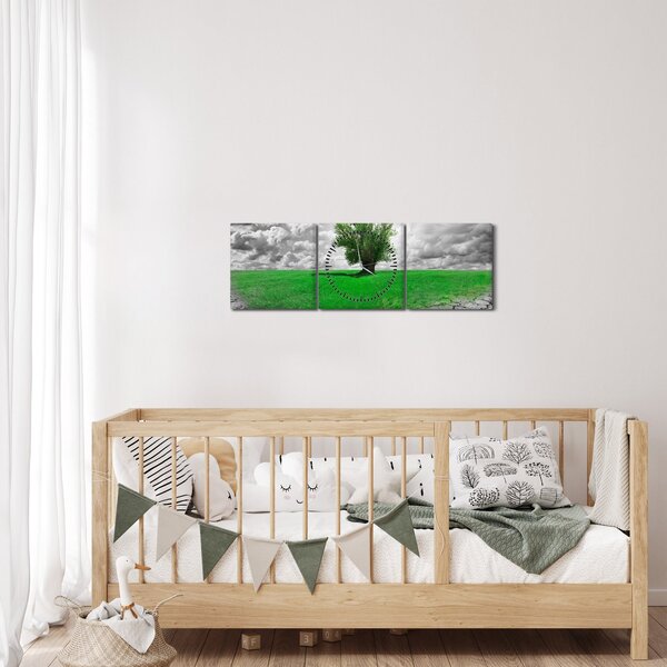 Tablou - O bucată de natură în oraș (cu ceas) (90x30 cm)