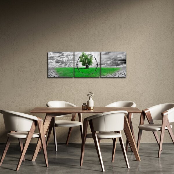 Tablou - O bucată de natură în oraș (cu ceas) (90x30 cm)