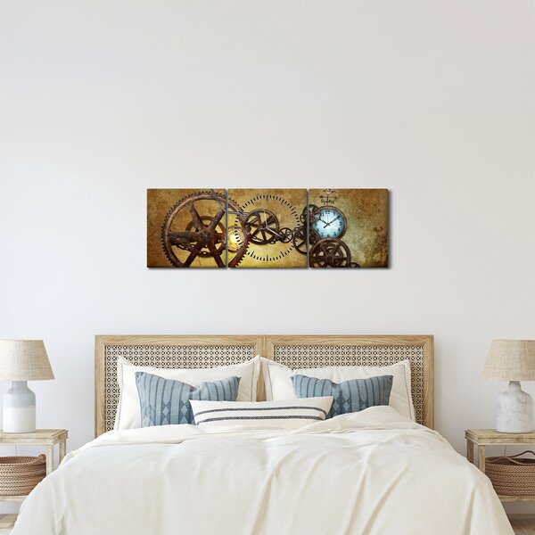 Tablou cu aparatele istorice ale ceasurilor (cu ceas) (90x30 cm)