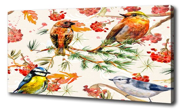 Tablou pe pânză canvas Conifere și păsări