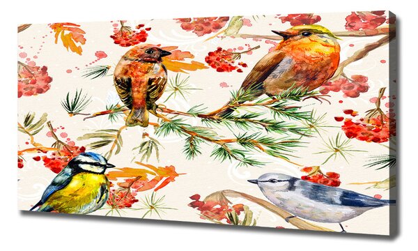 Tablou pe pânză canvas Conifere și păsări