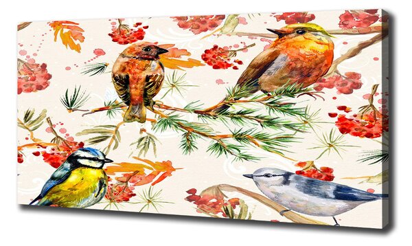 Tablou pe pânză canvas Conifere și păsări