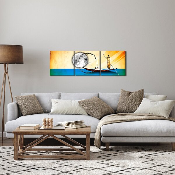 Tablou - Pictură străveche (cu ceas) (90x30 cm)