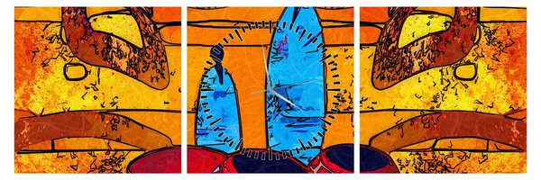 Tablou - Pictură străveche (cu ceas) (90x30 cm)