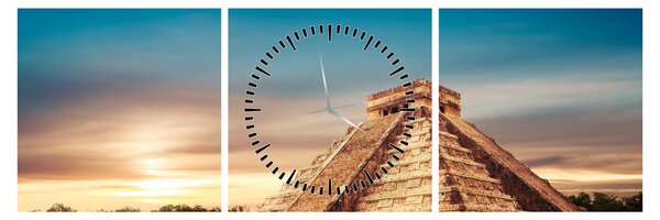 Tablou - Monumente renumite maiașe (cu ceas) (90x30 cm)