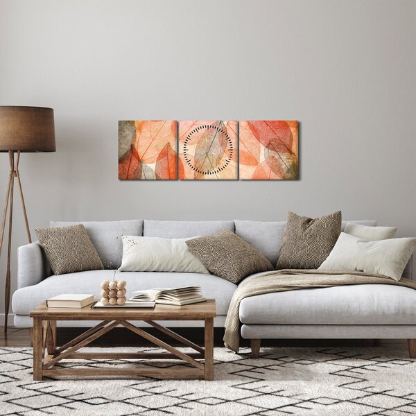 Tablou cu frunzele de toamnă pictate (cu ceas) (90x30 cm)